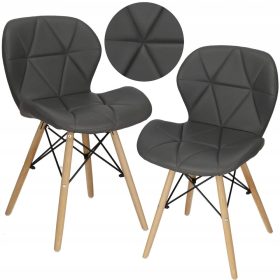  Scaun Springos, piele ecologica, nuante de gri, 1 buc.