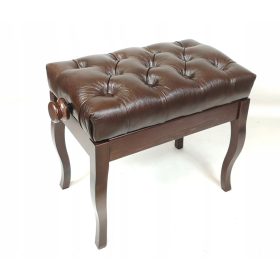  Bancă pentru pian MX, nuc închis, piele maro, A-5