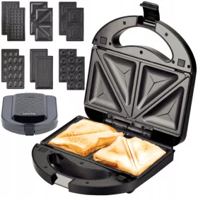    LOVIO LVSM001BK prăjitor de pâine 6 în 1, pentru nuci, pâine prăjită, sandviș, negru 1000 W