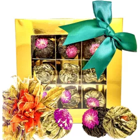    Ceai înflorit SET 3 AROMURI tipuri CAMPOO BOX cadou negru verde