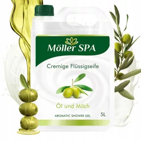    Möller SPA GEL DE DUȘ CREM DE LAPTE ȘI MĂSLINE CALITATE HIDRATANTĂ 5L