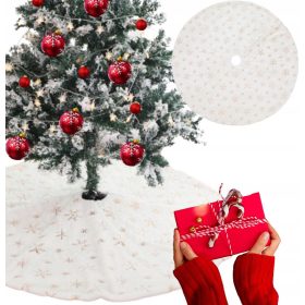    COVOR BRAD DE CRACIUN MAT STEELE ALBE COVOR DE AUR 116 CM PENTRU CADOURI