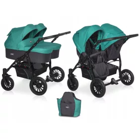    Carucior pentru gemeni 2in1 SAXO Riko Basic 2 x GONDOLA 2 x SAC + GEANT