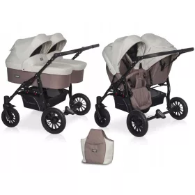    Carucior pentru gemeni 2in1 SAXO Riko Basic, SCAUNE CONVERSIBILE, DOUA GONDOLE
