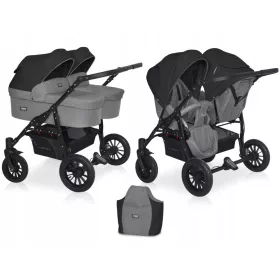    Carucior pentru gemeni 2in1 SAXO Riko Basic SCAUNE FATA SPATE DOUA GONDOLE