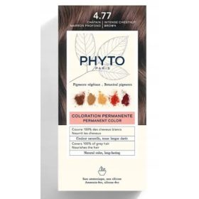   Vopsea de păr PHYTO Color, Nuanță Intens Castaniu 4.77, Fără Amoniac