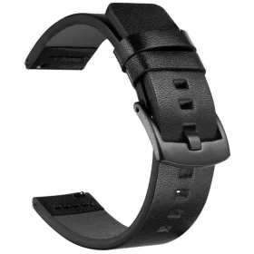  NOUĂ CUREA PIELE NEGĂ GROSĂ 22MM + TELESCOAPE