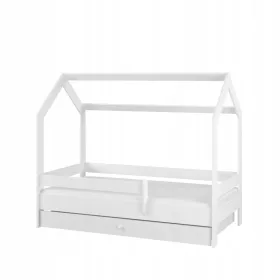    Pat copii HOME BABY BOO 180x80 + sertar + saltea SMOOTH WHITE