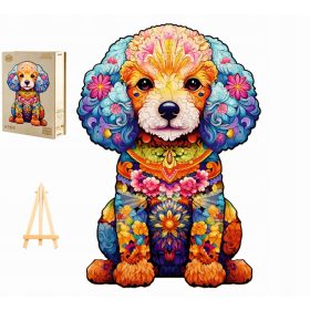    PUZZLE DIN LEMN PENTRU ADULTI, MARE, 275 BUC., Pudel, CUTIE DE LEMN