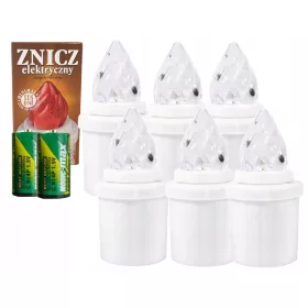   Set 6 lumânări LED albe cu efect de flacără și baterii R14 incluse