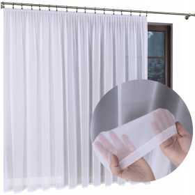    PERDEA PREGATA, VOIL, PERDEA ALBA pe BANDA, TUNEL BRASTE PENTRU SUFRAFARE 450x230 cm