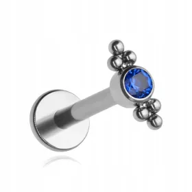    Cercel labret din titan cu zirconiu cu lobi helix bleumarin, argint 1,2/8
