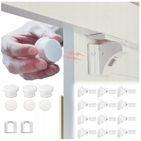    12× BLOCARE MAGNETICĂ TIKOLA PENTRU DUPULAȚI DE MOBILĂ ȘI SERTARARE + 3× Cheie pentru încuietori magnetice pentru dulapuri și sertare