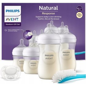    Set sticle PHILIPS Avent Natural SCD838/11 + scutec de stofa Babymam, alb neted