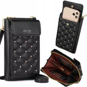  Geanta clutch Gan51 PENTRU TELEFON piele ecologica neagra
