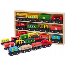  TREN DE LEMN TREN DE LEMN CU VAGOANE LOCOMOTIVE MAGNET