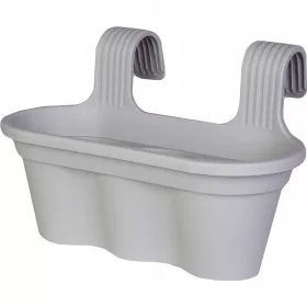    Ghiveci Goliat 26,5 cm x 42,5 x 26,5 cm plastic nuante de gri si argintiu