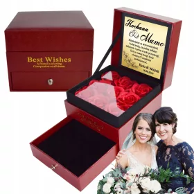    Trandafiri eterni intr-o cutie Cutie de bijuterii Cadou de Valentine's Day + Gravura