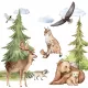  Autocolante mari de perete cu animale din pădure