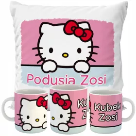    HELLO KITTY SET PERNĂ + CANI NUME CADOU ANIVERSARE DIVERSE DESIGNE