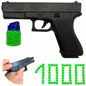    PIST GLACANT PLASTIC GLOCK 17 IMITAT DE ARMA NEGRU + 500x CARTUSE