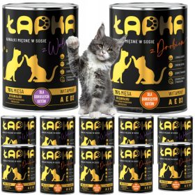  Łapka Bucăți de pisică cu carne de vită în sos 400g