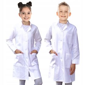  Șorț medical alb pentru copii cu nasturi, mărimea 30