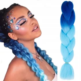    PAR ARTIFICIAL SINTETIC PENTRU PODURI DREADS DREADS EXTENSII BLUE OMBRE B45