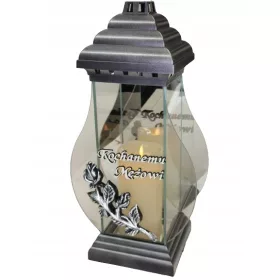   Lampion Funerar Elegant cu Formă de Carafă și Decorațiuni Florale