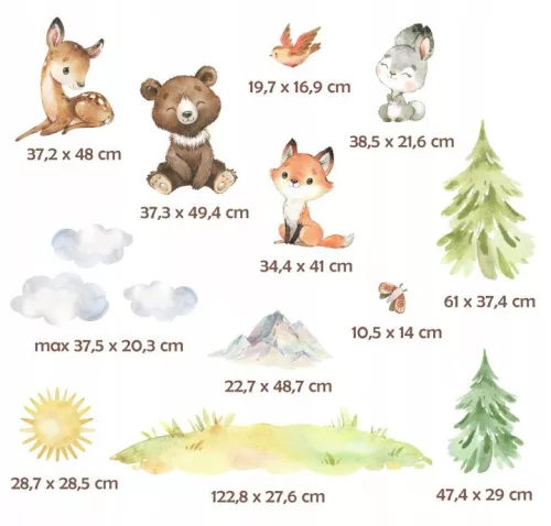 Autocolante Wally Fox XL de pădure, 2 foi