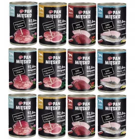  Mâncare pentru câini mix de arome Pan Mięsko 12x400g