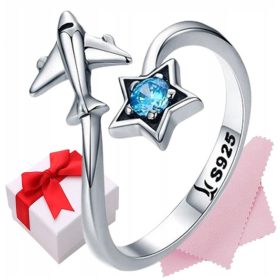  Inel reglabil argintiu AIRPLANE s925 + cutie