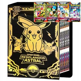   CARDURI ORIGINALE POKEMON TCG x10 + ALBUM MARE GOLD CLASA XXL PENTRU 432 CARTE