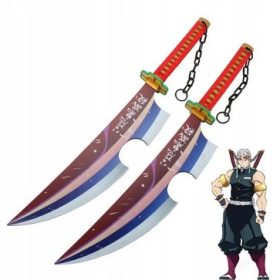    Sabie Japoneza Katana 79cm Kimetsu no Yaiba Uzui Tengen set de 2 buc