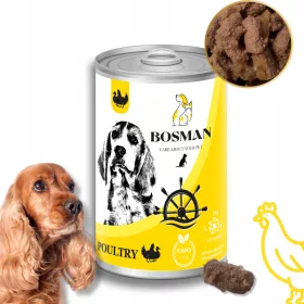   Hrana umeda BOSMAN la conserva pentru caini de toate rasele CU PASARE 12x1240 g