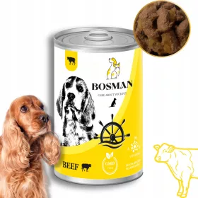    Hrana umeda BOSMAN la conserva pentru caini de toate rasele CU CARNE DE VID 12x1240 g