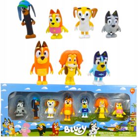   BLUEY SET 7 FIGURINES FIGURINE FAMILIE BINGO CHILI BANDIT MOM CADOU 8CM