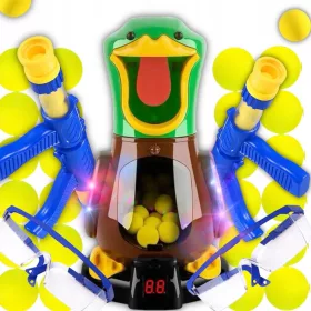    RĂȚĂ FĂMÂNDĂ JOC ȚINTĂ 2 PISTURI ȘI MINGI JOC DE JUCĂRI PENTRU COPII