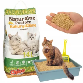    Chico Substrat natural Așternut de porumb pentru pisici PORUMB 14l CLUMBING