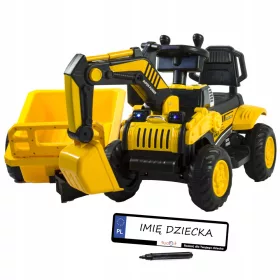    Excavator cu baterii pentru copii, 2 motoare, cupa mobila, remorca, telecomanda