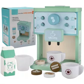  MAȘINA DE CAFEA DIN LEMN PENTRU COPII CU ACCESORII CĂȘI