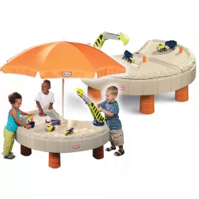    Cutie de nisip cu umbrelă Set de șantier Masă de apă Little Tikes