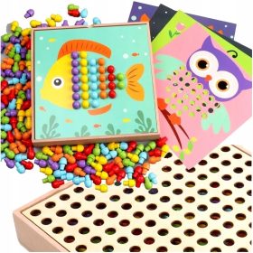    Puzzle Buton antrenament manual mozaic Ciuperci Montessori din lemn
