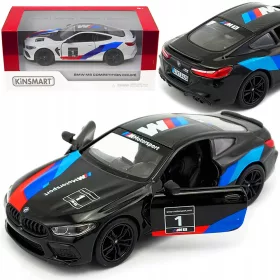    MAȘIN METAL BMW M8 CONCURS LIVERY MAȘIN METAL MODEL 1 38 + CUTINA MAȘINĂ MODEL KINSMART