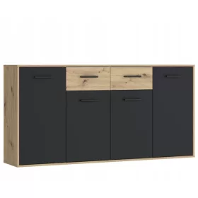    Comodă Furniture Design JAKKI241M7 163 x 35 x 88cm negru, stejar artizanal