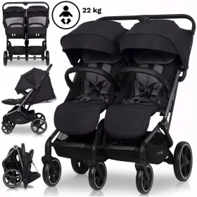    Carucior dublu AVEC an de an Suport pentru picioare reglabil 2 x Folie + Incalzitor