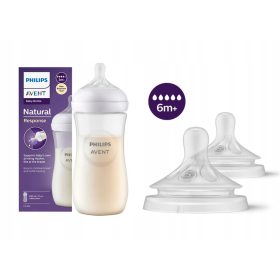    Biberon AVENT Natural Response SCY906/01 330 ml + tetine din silicon Philips Avent Natural SCY965/02 2 buc.