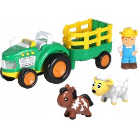    Set tractor cu fermier și figurină cu animale cu lumină și sunet