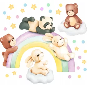  Autocolante de perete RAINBOW BEARS BUNNY_50x100cm_TK8