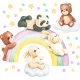  Autocolante de perete RAINBOW BEARS BUNNY_50x100cm_TK8
